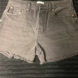 pistola Charcoal Frayed-Hem Denim Shorts